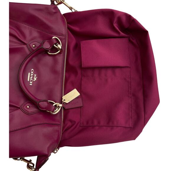COACH Colette Magenta Leather Satchel, Gold Accents, 2 Hang Tags, Dustbag NWT - Picture 9 of 13
